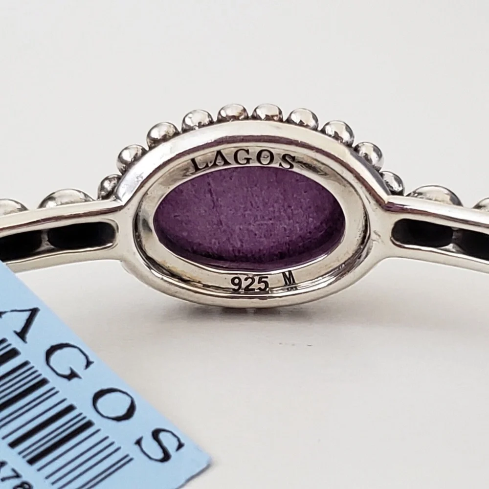 LAGOS Sterling Silver Maya Oval Charoite Doublet Bangle Bracelet - Picture 3 of 5
